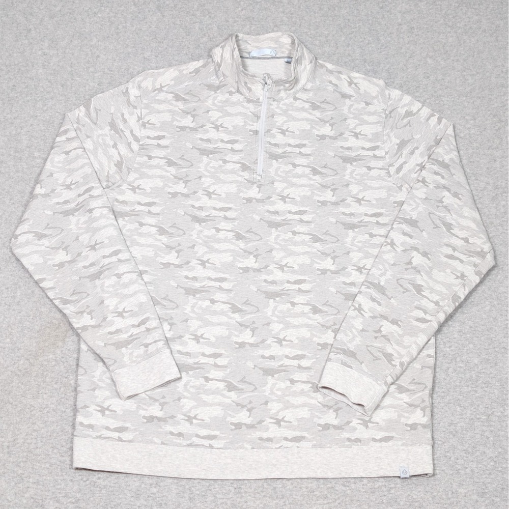 Tasc Performance 1/4 Zip Pullover Mens Large Cloud French Terry Light Gray Camo